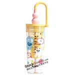 Yellow Gourd Shape Straw Cup With Kitten Print 780ml With Tea Filter